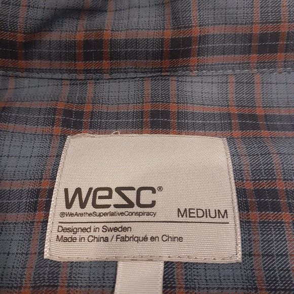 Wezc men's medium plaid color blocked button down long sleeve shirt - Picture 2 of 11